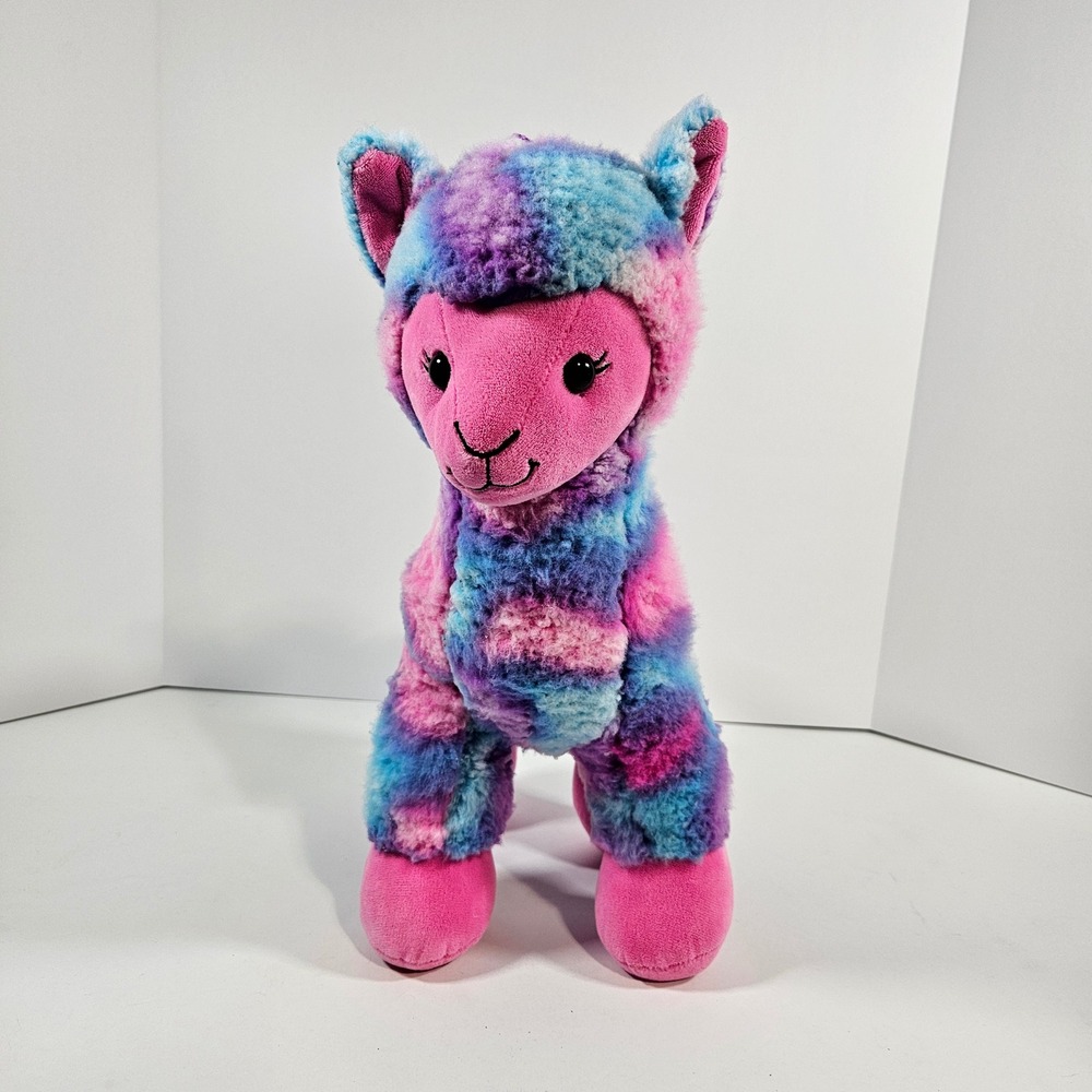 Build A Bear Workshop Tie Dye Llama Plush Pink Blue Purple Alpaca Stuffed Animal
